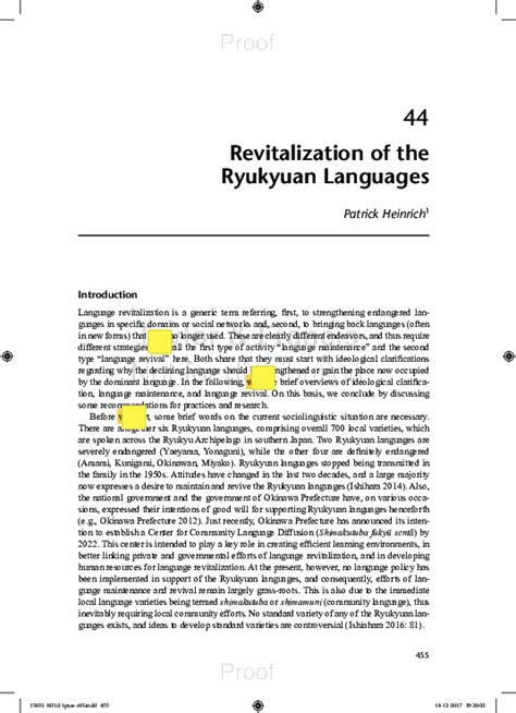 (PDF) Revitalization of the Ryukyuan Languages | Patrick HEINRICH ...