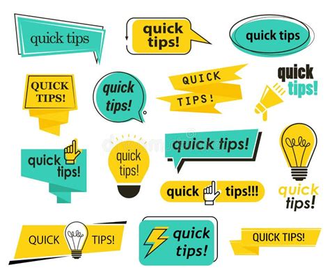 set  isolated tips icons quick advice  info stock vector