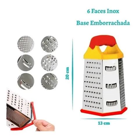 Ralador 6 Faces Inox Anti Derrapante 23cm Original Legumes Queijos 6