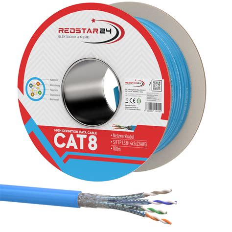 Cat 8 Netzwerkkabel Verlegekabel 2000 MHz S FTP PIMF Blau100 96 90