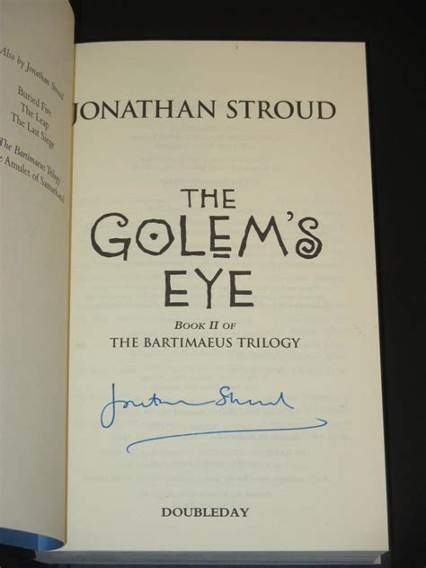 Golem S Eye Bartimaeus Trilogy Book II SIGNED By Jonathan Stroud