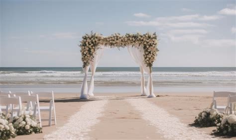 Premium Photo | A wedding ceremony on the beach with a beach and ocean ...