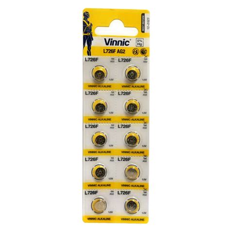 Vinnic 10 X Premium Button Cell Batteries AG2 196 396 397 SR726