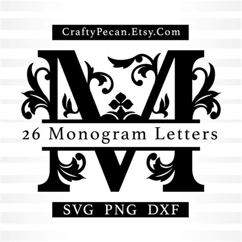 4 Monogram Font Bundle Svg Split Monogram Alphabet Bundle Monogram