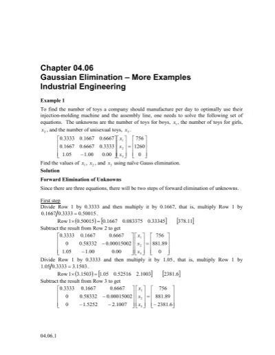 Gaussian Elimination-More Examples: Industrial Engineering