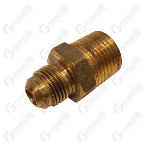 Conector En Bronce 3 8 Flare X 1 2 Macho NPT Ferresuministros