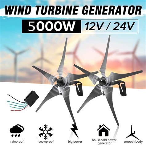 Buy 5000w Home Wind Turbines Generator12v 24v 5 Nylon Fiber Blade