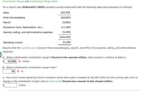 Solved Contribution Margin And Contribution Margin Ratio For Chegg