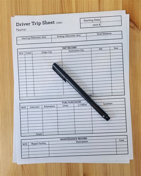 Truck Driver Trip Sheet Canadian Trucker Trip Sheet Metric Driver