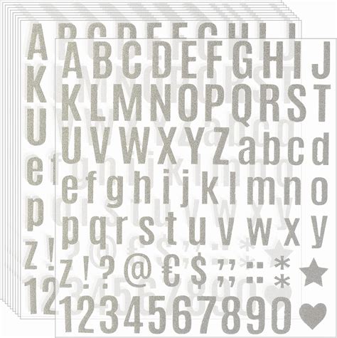 Waynoda Pieces Sheets Glitter Silver Letter Stickers Alphabet