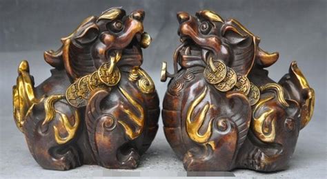 S05759 China Bronze Gilt Fengshui Pixiu Beast Money Yuanbao Brave