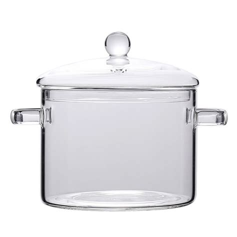 Clear Glass Cooking Stovetop Pots Dust Proof Ergonomic With Handle