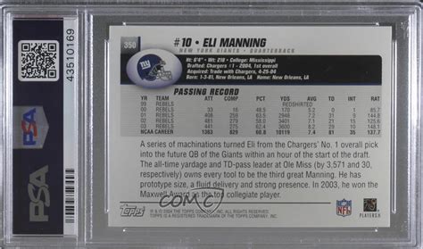 2004 Topps Collection 350 Eli Manning Rc For Sale Online Ebay