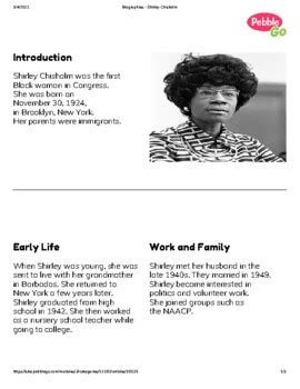 Shirley Chisholm Biography And Research Worksheet By Reanna Laney Gailes