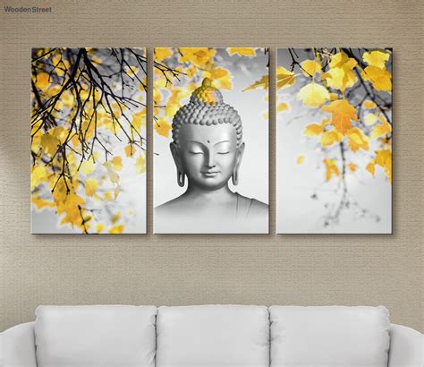 Buy Grey and White Buddha Print Canvas Wall Painting at 42% OFF Online ...