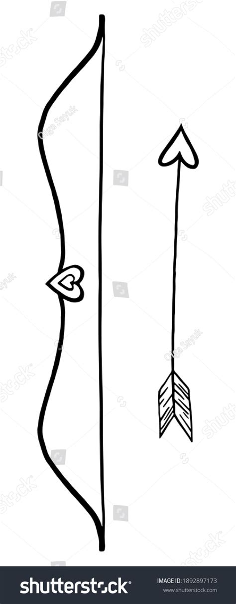 Doodle Cupids Bow Arrow Hand Drawn Stock Vector Royalty Free