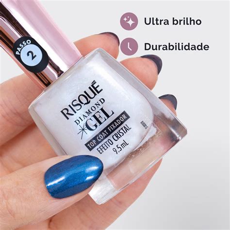 Top Coat Risque Efeito Cristal - Top Coat Fixador Efeito Cristal Risqué Diamond Gel 9,5ml - Farmácias ...