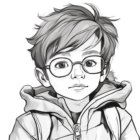 Premium Photo | A drawing of a boy with glasses and a jacket generative ai