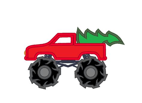 Monster truck with Christmas tree - machine embroidery applique designs ...