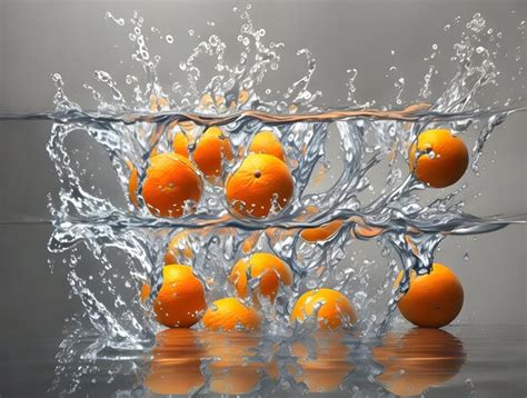 Premium AI Image Orange Fruit Falling Into Water With Splash