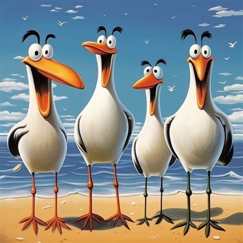 funny cartoon seagull art print  stock photo public domain pictures
