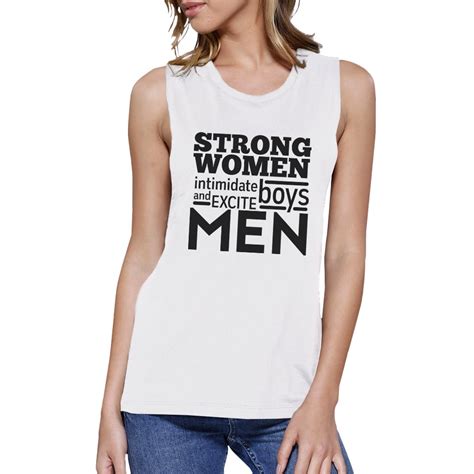 365 Printing Strong Women Womens White Cute Tank Top Muscle Shirt For