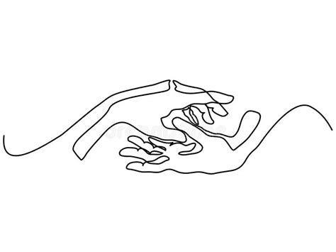 Continuous Line Drawing Hands Holding Together Stock Illustrations