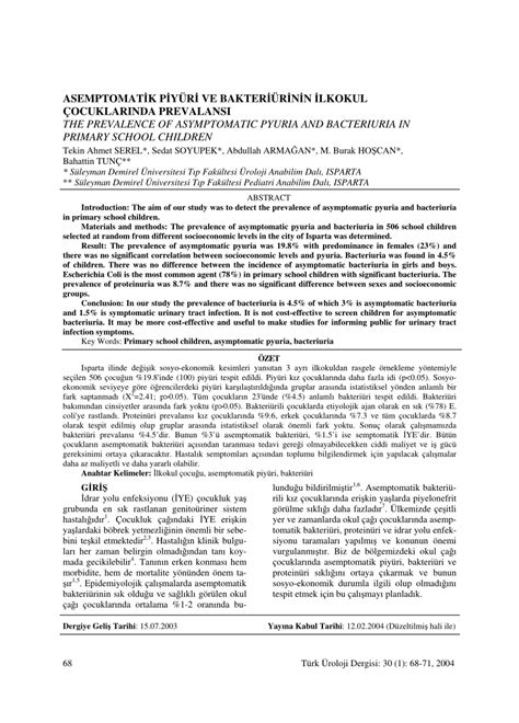 (PDF) The prevalence of asymptomatic pyuria and bacteriuria in primary ...