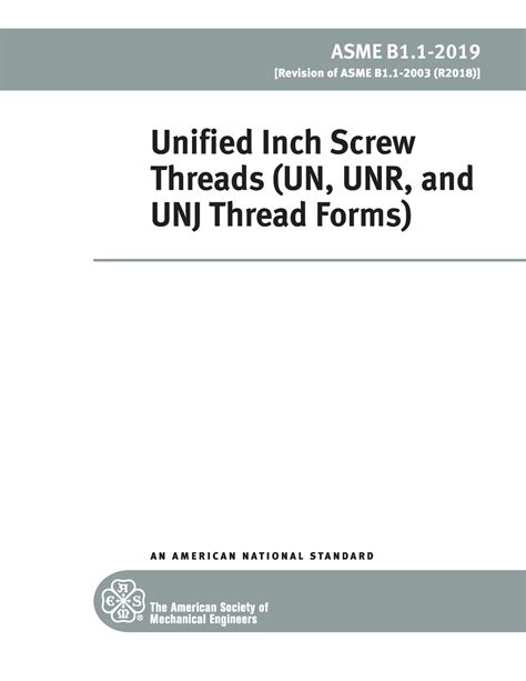 Ansi Asme B Ansi Asme B Unified Inch Screw Threads