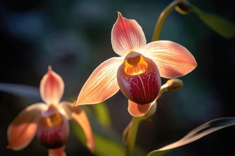 Premium AI Image | A close up of an orange orchid flower