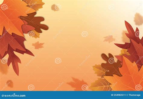 Autumn Background With Leaves Arranged At The Edges Vector Stock Vector