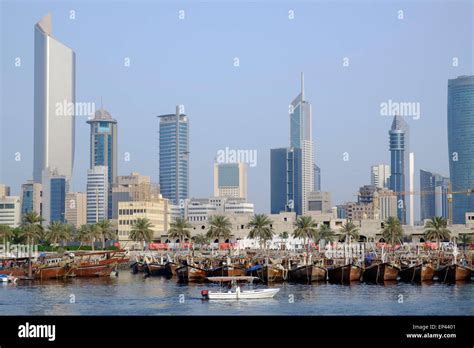 Skyline Of Kuwait City From Dhow Harbour In Kuwait Stock Photo Alamy