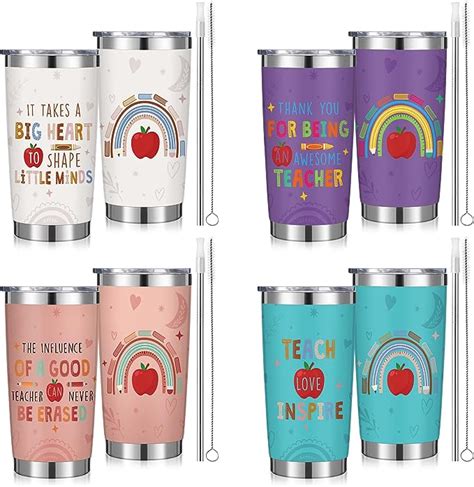 Skylety 4 Pcs Teacher Tumbler Appreciation Ts 20 Oz