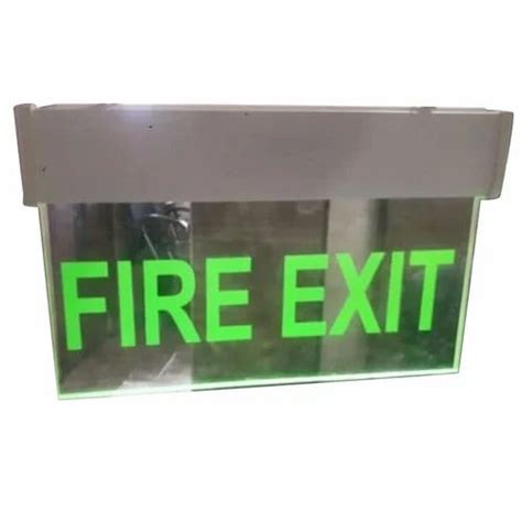 Rectangular Green Fire Exit Safety Glow Sign Board, For Industrial ...