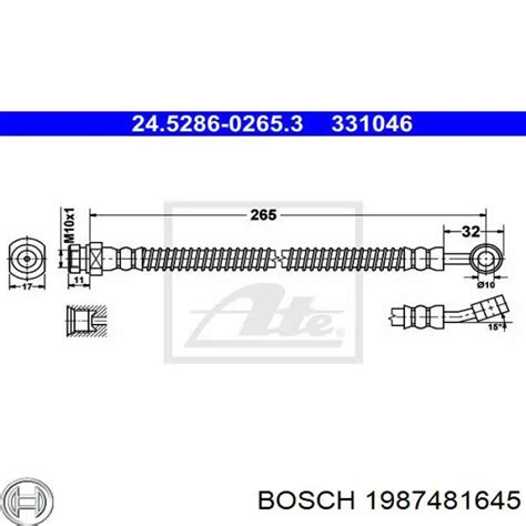 1987481645 Bosch Latiguillo De Freno Delantero