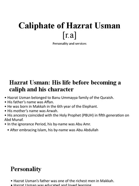 Caliphate of Hazrat Usman (R | PDF | Muhammad | Umar