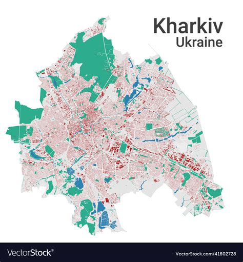 Kharkiv map detailed map of city Royalty Free Vector Image