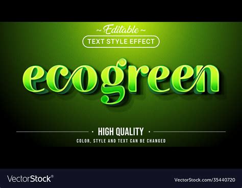 Editable Text Style Effect Ecogreen Royalty Free Vector