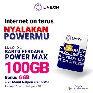 Jual Kartu Perdana Live On XL Power Max 100GB 5GB 1GB 30 Hari Shopee