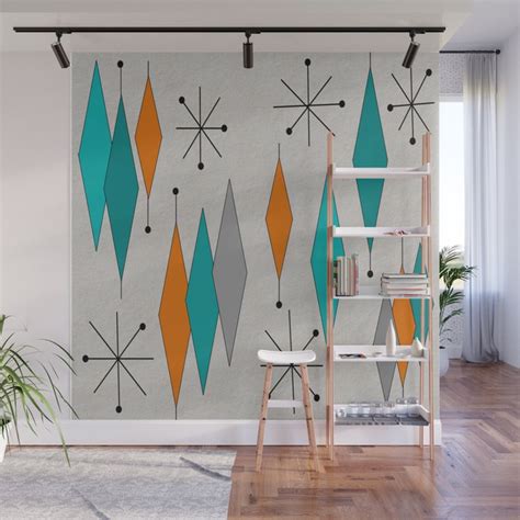 Mid Century Modern Diamond Pattern Wall Mural By Kippygirl Society6