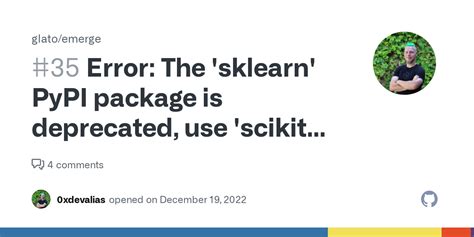 Error The Sklearn Pypi Package Is Deprecated Use Scikit Learn