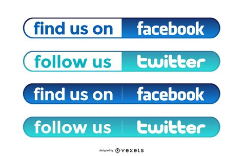 Simple Facebook And Twitter Buttons Vector Download