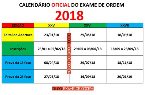 Calend Rio Oab Datas Do Exame De Ordem Blog Exame De Ordem