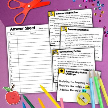 Summarize Theme Of A Story Play Poem Task Cards Th Grade Rl By