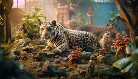 Premium AI Image | Photorealistic diorama zoo animal scene photoshoot