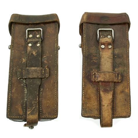 Original German Austrian Wwii Mp 18 Triple Magazine Double Leather Pou International Military