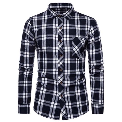 Xflwam Mens Plaid Button Down Shirt Long Sleeve Collared Shirt Lightweight Jackets For Men