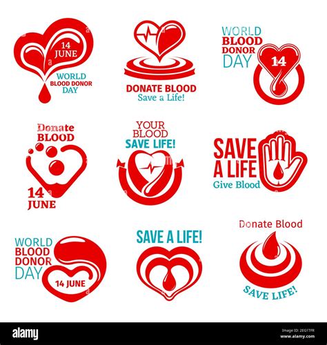 World Blood Donor Day Icon Set For Health Charity Themes Design Heart