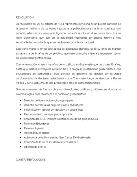 Pensamiento critico - Resumen Revolucion 1944 - REVOLUCION La