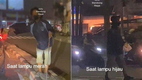 Viral Video Momen Pengemis Pura Pura Buta Saat Lampu Merah Kembali